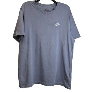 Nike T-Shirt NSW Club Size XL Men's Blue/Gray Embroidered Logo AR4997 493 Cotton